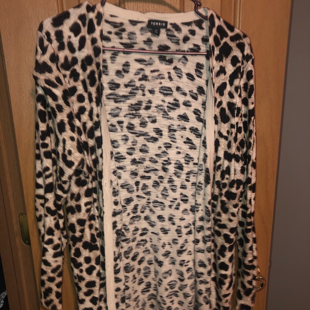 Torrid leopard print boyfriend cardigan